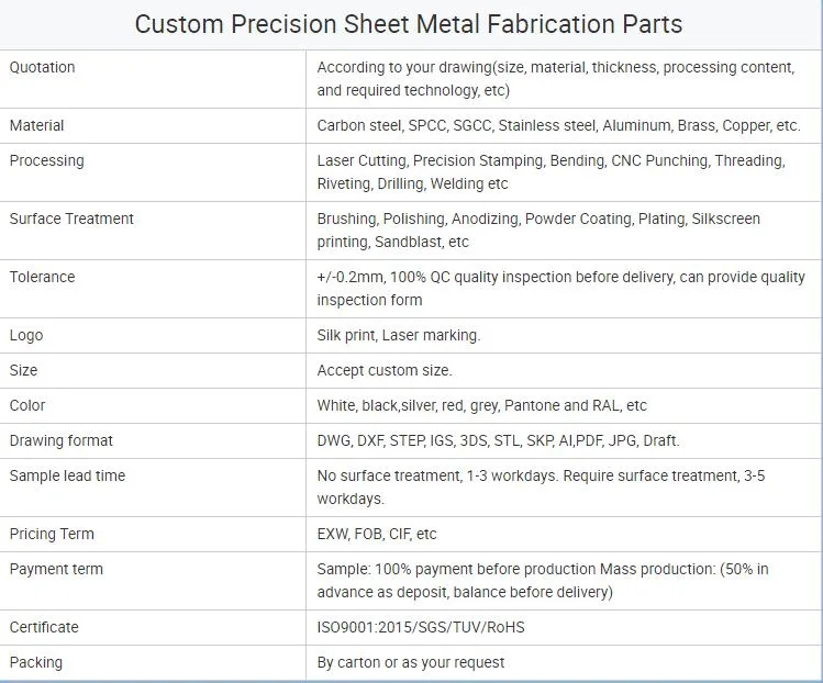 Custom Laser Cutting Welding Press Bending Sheet Metal Manufacturing